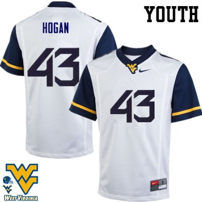 Youth West Virginia Mountaineers NCAA #43 Luke Hogan White Authentic Nike Stitched College Football Jersey SQ15D24RR